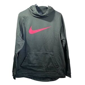 Nike Men’s Dark Green Hoodie with Nike Logo Size Large